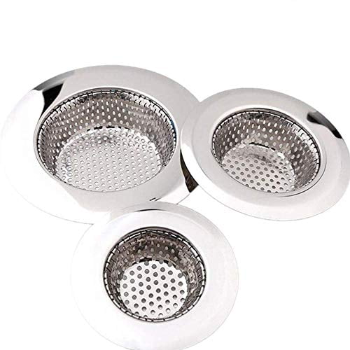 NEW 3PC STAINLESS STEEL SINK BATH PLUG HOLE STRAINER BASIN HAIR TRAP DRAINER COV